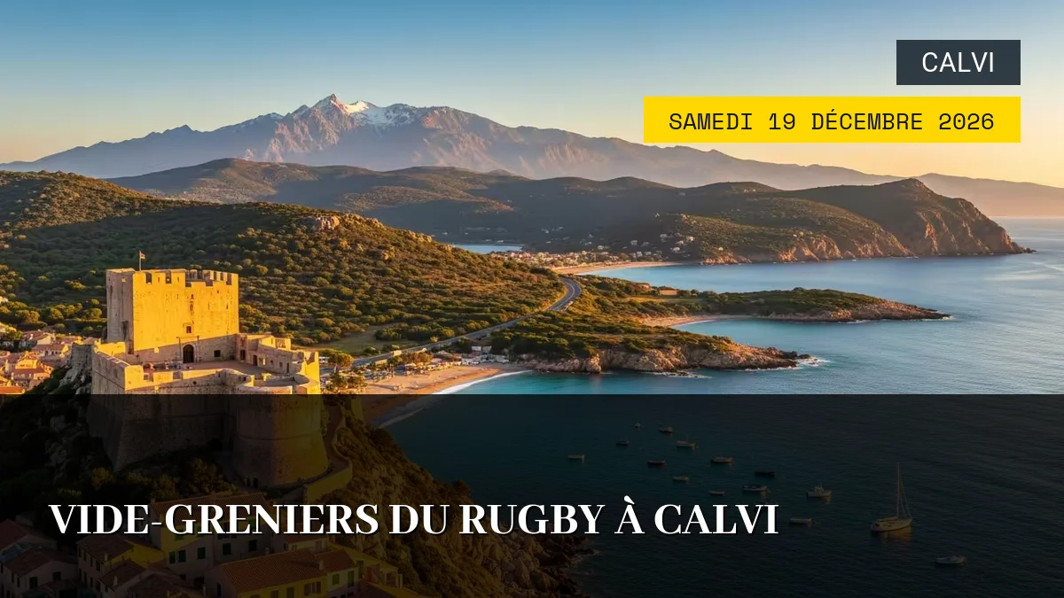 Affiche de l'événement : Vide-greniers du Rugby à Calvi – Samedi 19 Décembre 2026
