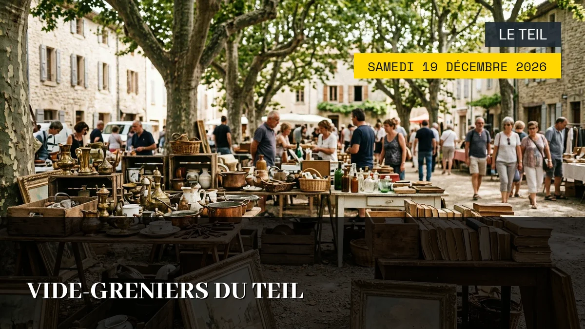 Affiche de l'événement : Vide-greniers du Teil – Samedi 19 Décembre 2026