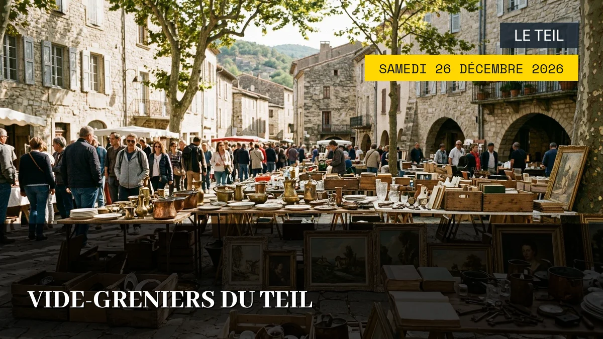 Affiche de l'événement : Vide-greniers du Teil – Samedi 26 Décembre 2026