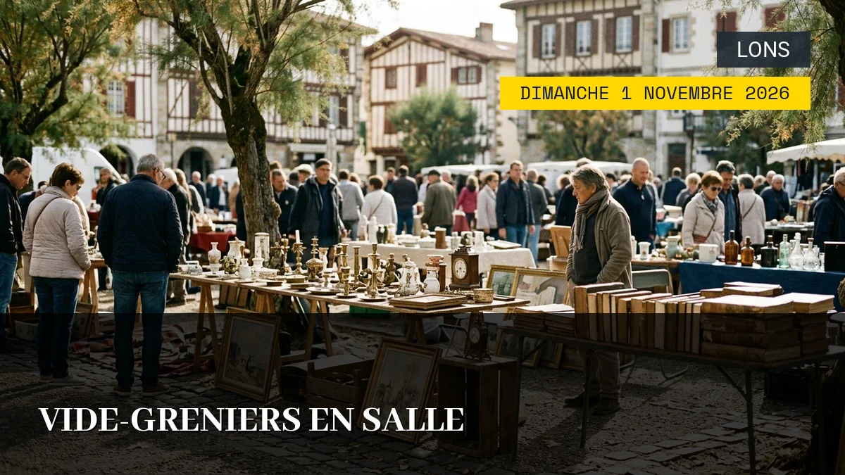 Affiche de l'événement : Vide-greniers en salle – Dimanche 1 Novembre 2026