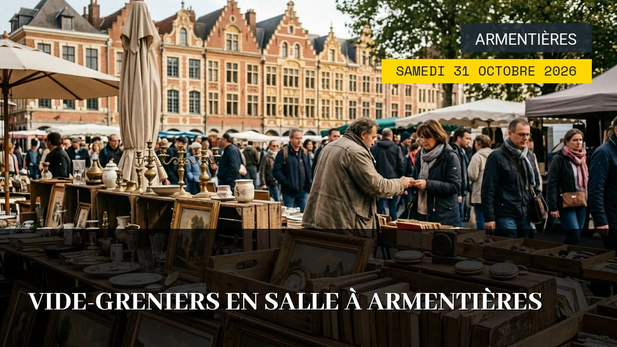 Affiche de l'événement : Vide-greniers en salle à Armentières – Samedi 31 Octobre 2026