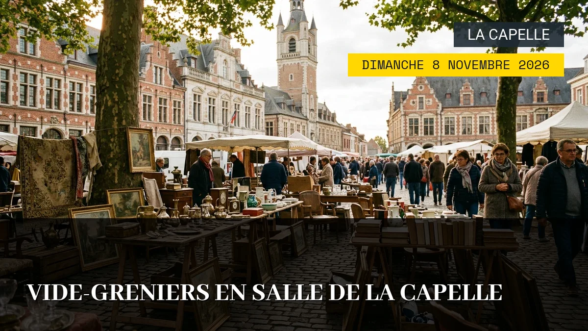 Affiche de l'événement : Vide-greniers en salle de La Capelle – Dimanche 8 Novembre 2026