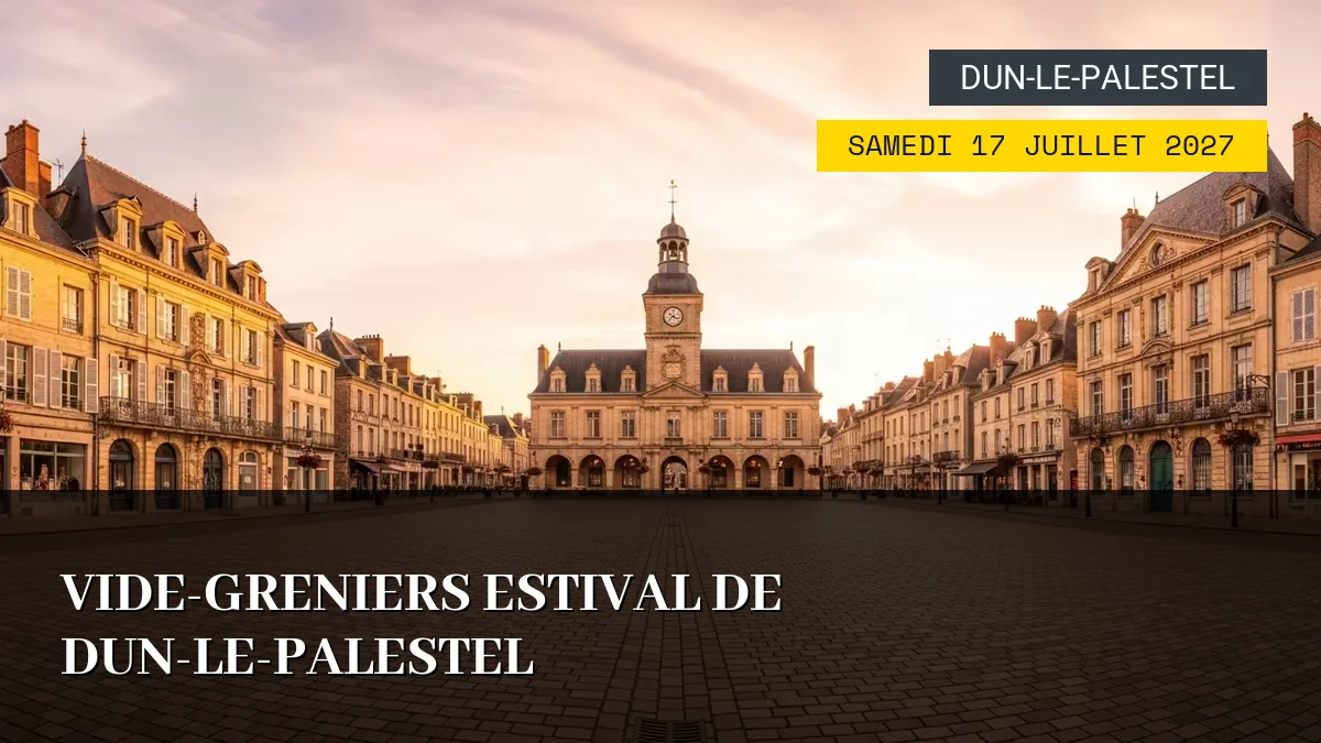 Affiche de l'événement : Vide-Greniers Estival de Dun-le-Palestel – Samedi 17 Juillet 2027
