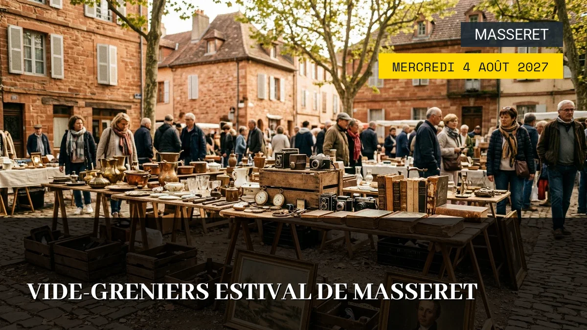 Affiche de l'événement : Vide-Greniers Estival de Masseret – Mercredi 4 Août 2027
