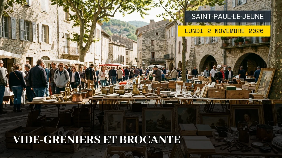 Affiche de l'événement : Vide-Greniers et Brocante – Lundi 2 Novembre 2026