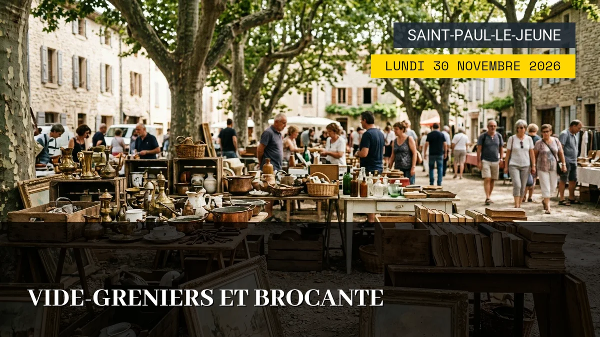Affiche de l'événement : Vide-Greniers et Brocante – Lundi 30 Novembre 2026