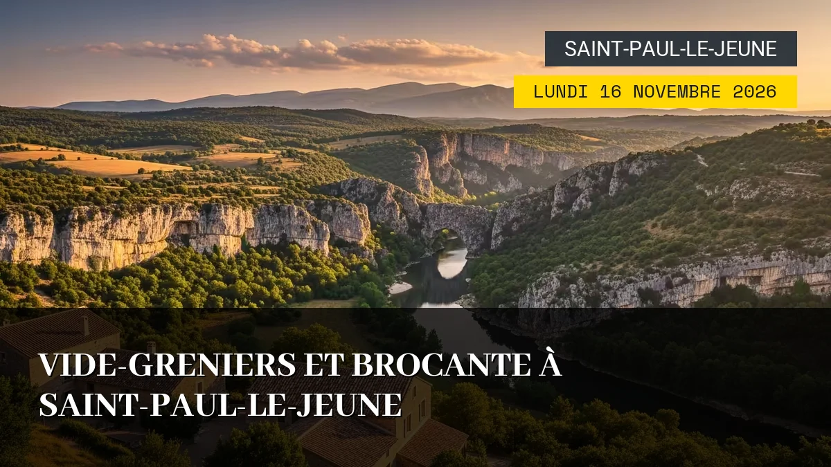 Affiche de l'événement : Vide-greniers et Brocante à Saint-Paul-le-Jeune – Lundi 16 Novembre 2026