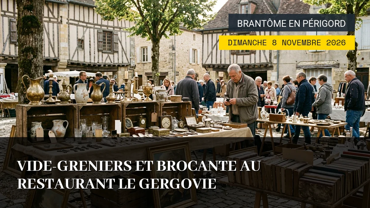 Affiche de l'événement : Vide-greniers et Brocante au Restaurant Le Gergovie – Dimanche 8 Novembre 2026