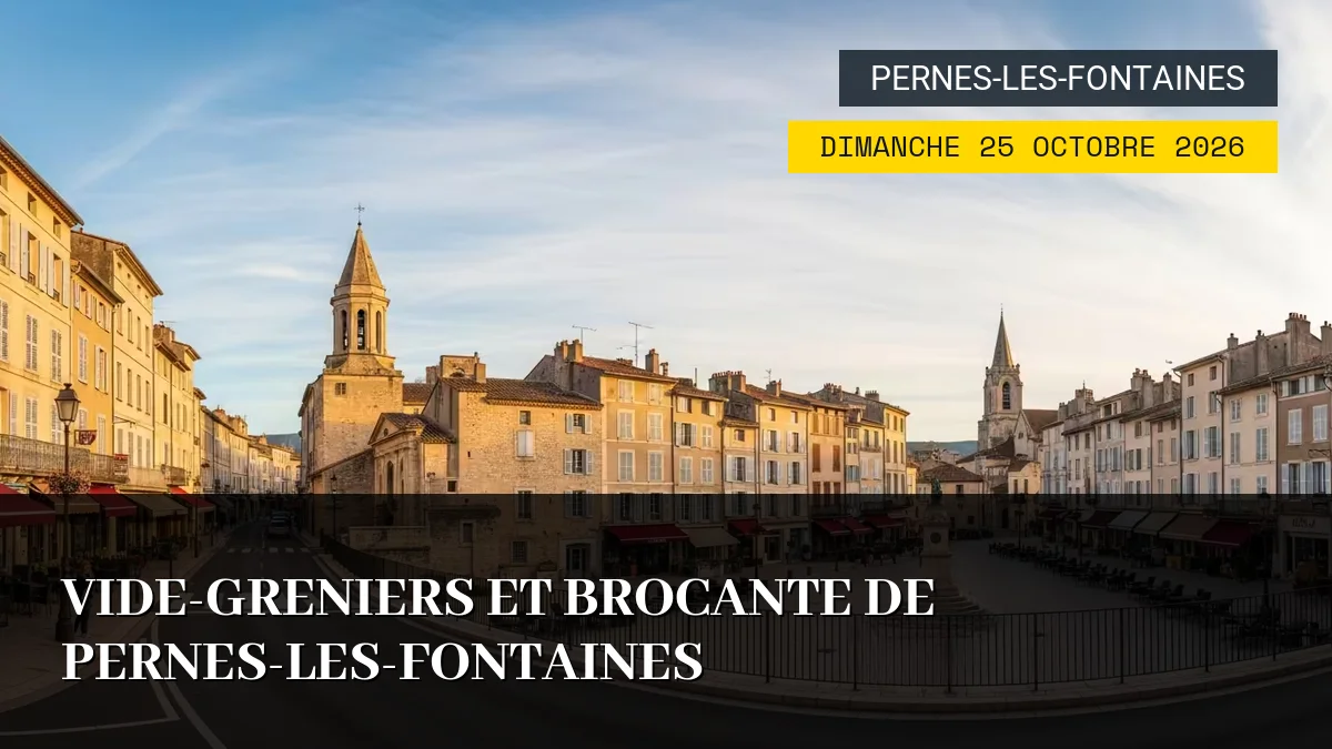 Affiche de l'événement : Vide-greniers et Brocante de Pernes-les-Fontaines – Dimanche 25 Octobre 2026