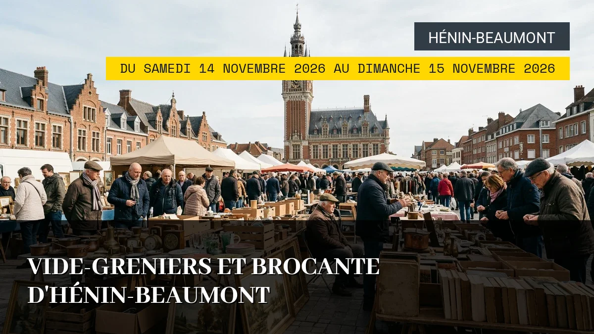 Affiche de l'événement : Vide-greniers et brocante d&rsquo;Hénin-Beaumont – Du Samedi 14 Novembre 2026 au Dimanche 15 Novembre 2026