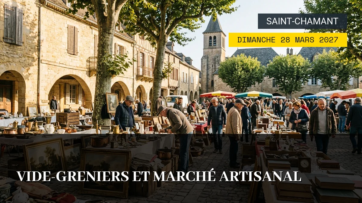 Affiche de l'événement : Vide-greniers et Marché Artisanal – Dimanche 28 Mars 2027