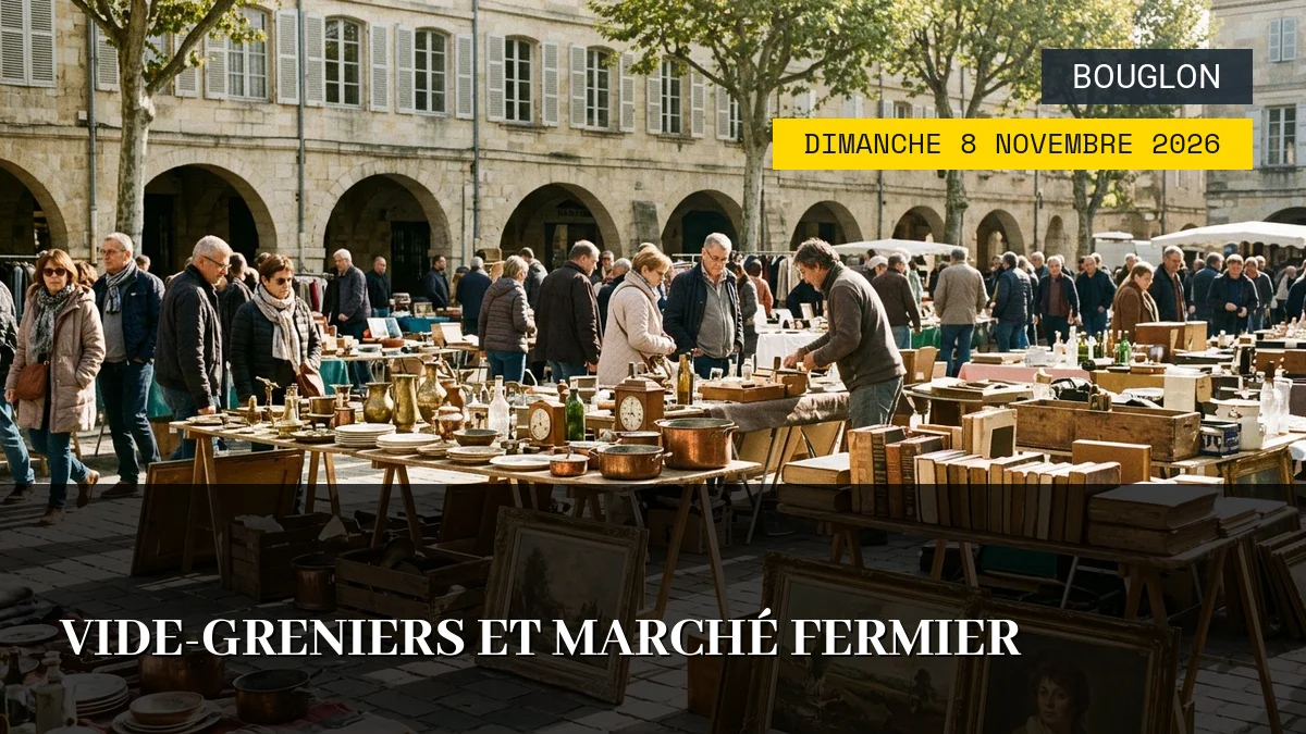 Affiche de l'événement : Vide-Greniers et Marché Fermier – Dimanche 8 Novembre 2026