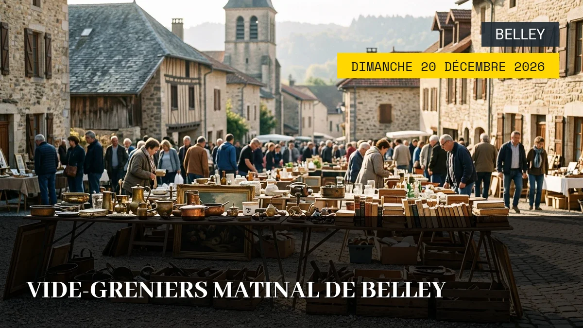 Affiche de l'événement : Vide-Greniers Matinal de Belley – Dimanche 20 Décembre 2026