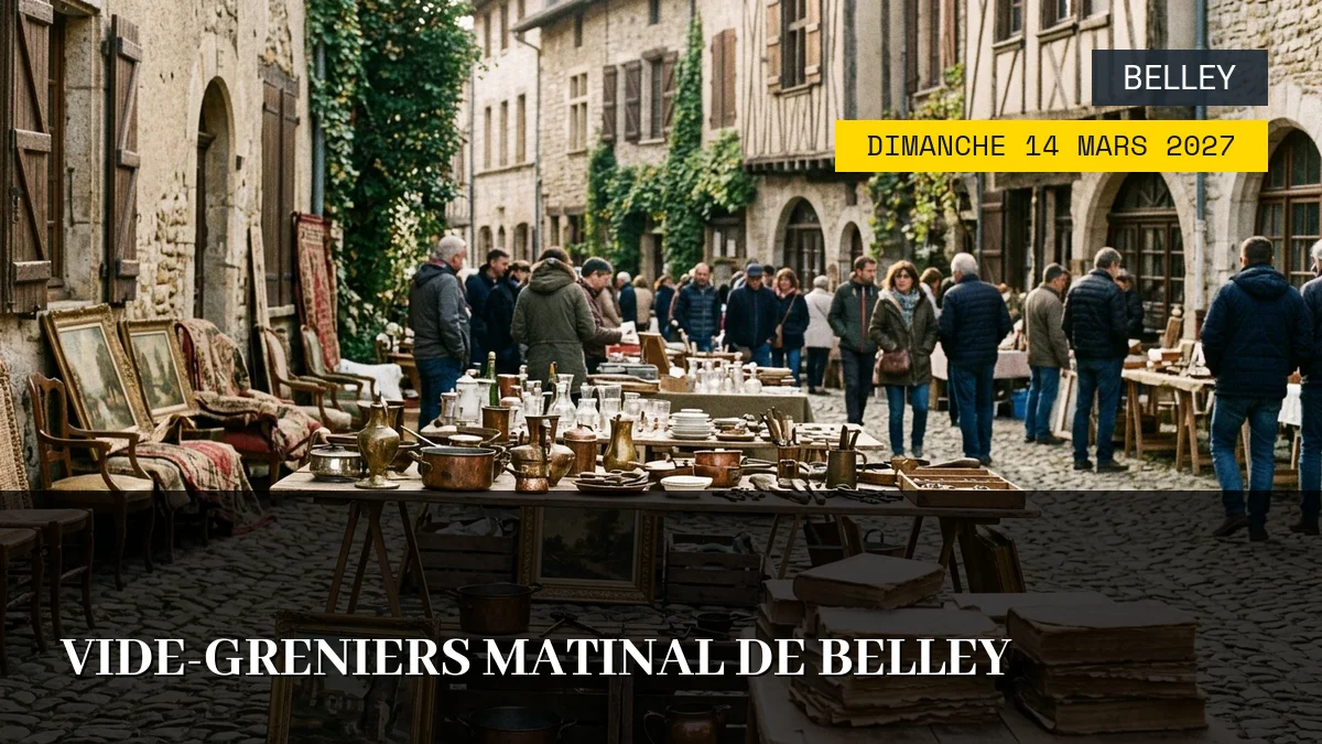 Affiche de l'événement : Vide-Greniers Matinal de Belley – Dimanche 14 Mars 2027