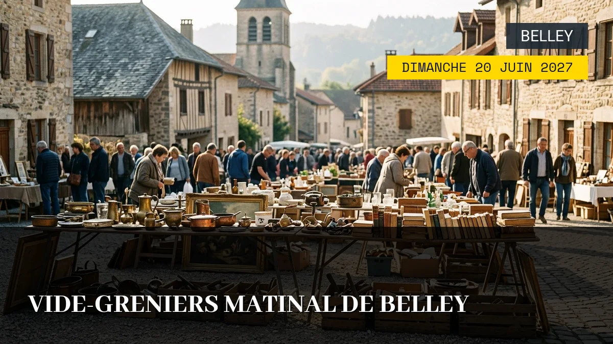Affiche de l'événement : Vide-greniers matinal de Belley – Dimanche 20 Juin 2027