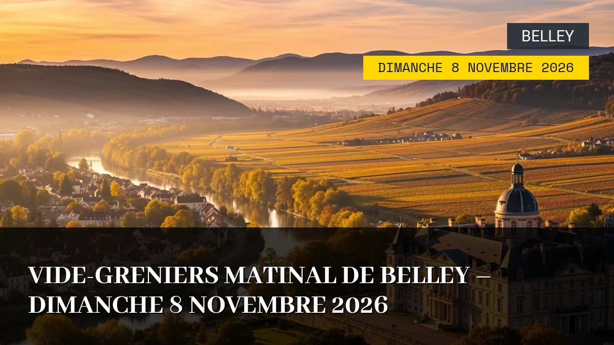 Affiche de l'événement : Vide-Greniers Matinal de Belley – Dimanche 8 Novembre 2026