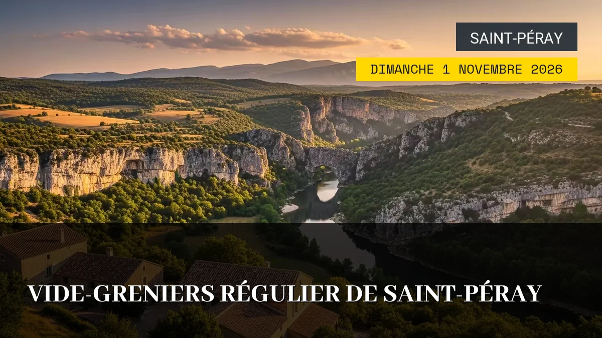 Affiche de l'événement : Vide-greniers régulier de Saint-Péray – Dimanche 1 Novembre 2026