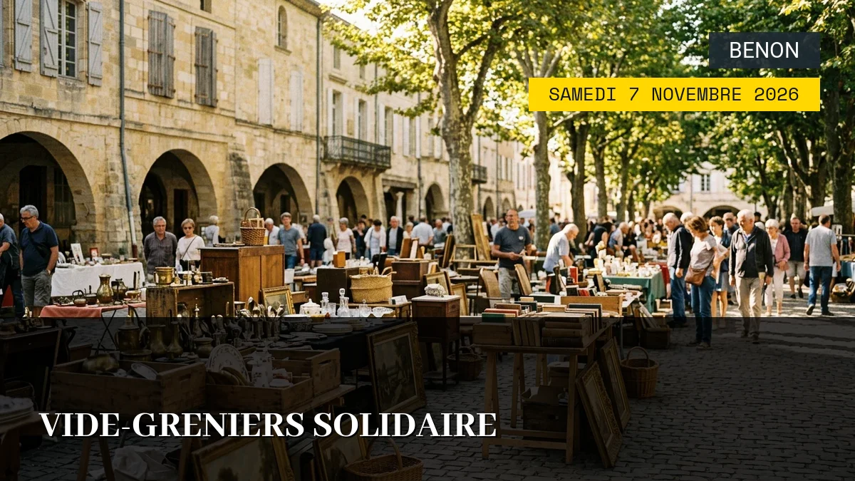 Affiche de l'événement : Vide-greniers solidaire – Samedi 7 Novembre 2026