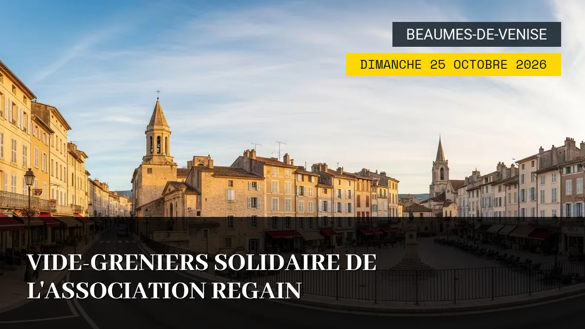 Affiche de l'événement : Vide-greniers solidaire de l&rsquo;Association Regain – Dimanche 25 Octobre 2026