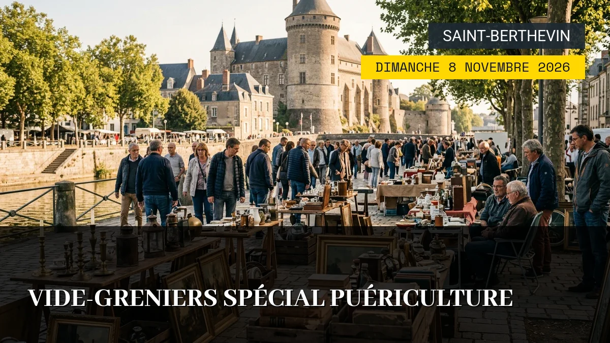 Affiche de l'événement : Vide-greniers spécial puériculture – Dimanche 8 Novembre 2026