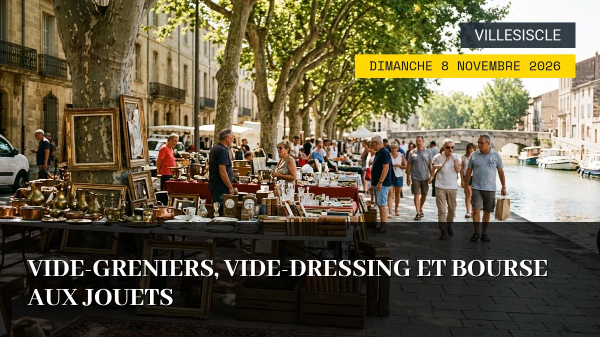 Affiche de l'événement : Vide-greniers, vide-dressing et bourse aux jouets – Dimanche 8 Novembre 2026