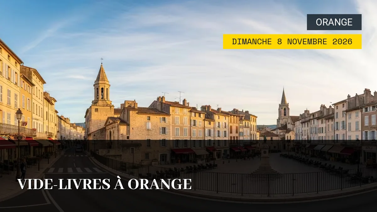 Affiche de l'événement : Vide-Livres à Orange – Dimanche 8 Novembre 2026