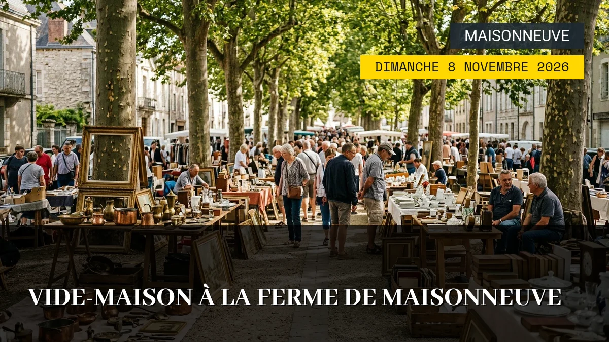 Affiche de l'événement : Vide-Maison à la Ferme de Maisonneuve – Dimanche 8 Novembre 2026