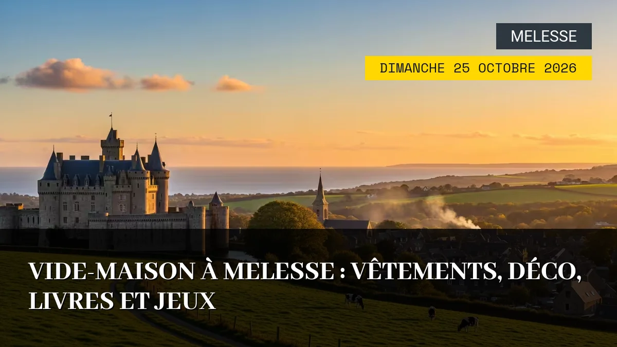Affiche de l'événement : Vide-maison à Melesse : Vêtements, Déco, Livres et Jeux – Dimanche 25 Octobre 2026