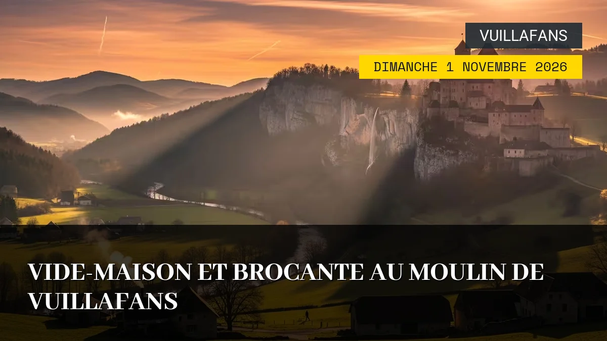 Affiche de l'événement : Vide-maison et brocante au Moulin de Vuillafans – Dimanche 1 Novembre 2026