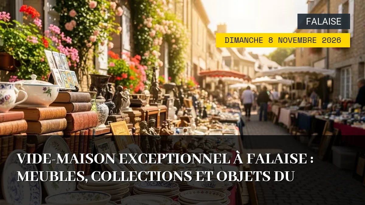Affiche de l'événement : Vide-Maison Exceptionnel à Falaise : Meubles, Collections et Objets du Quotidien – Dimanche 8 Novembre 2026