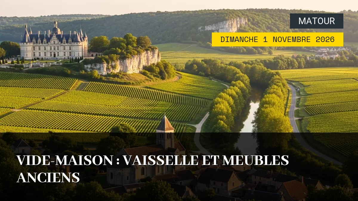 Affiche de l'événement : Vide-maison : Vaisselle et meubles anciens – Dimanche 1 Novembre 2026