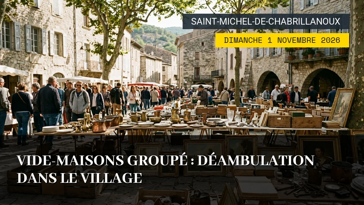 Affiche de l'événement : Vide-Maisons Groupé : Déambulation dans le Village – Dimanche 1 Novembre 2026
