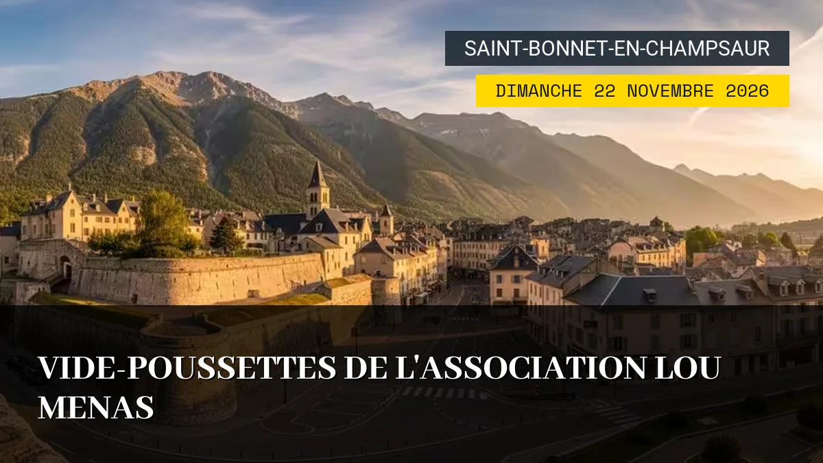 Affiche de l'événement : Vide-poussettes de l&rsquo;Association Lou Menas – Dimanche 22 Novembre 2026