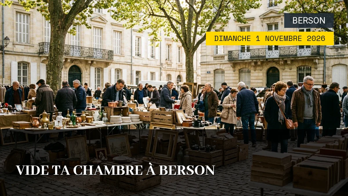 Affiche de l'événement : Vide Ta Chambre à Berson – Dimanche 1 Novembre 2026