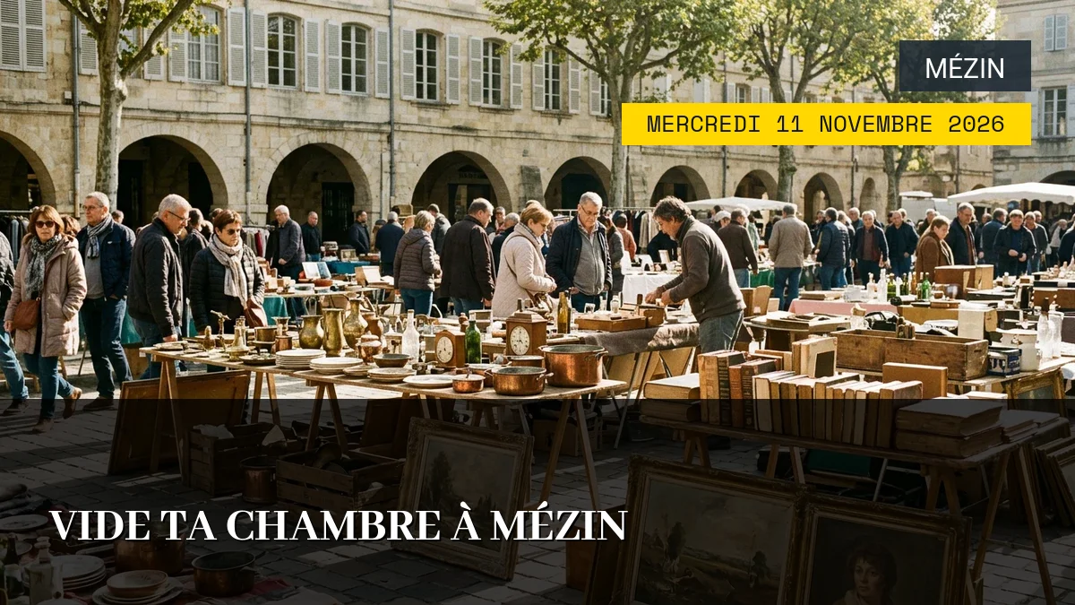 Affiche de l'événement : Vide ta Chambre à Mézin – Mercredi 11 Novembre 2026
