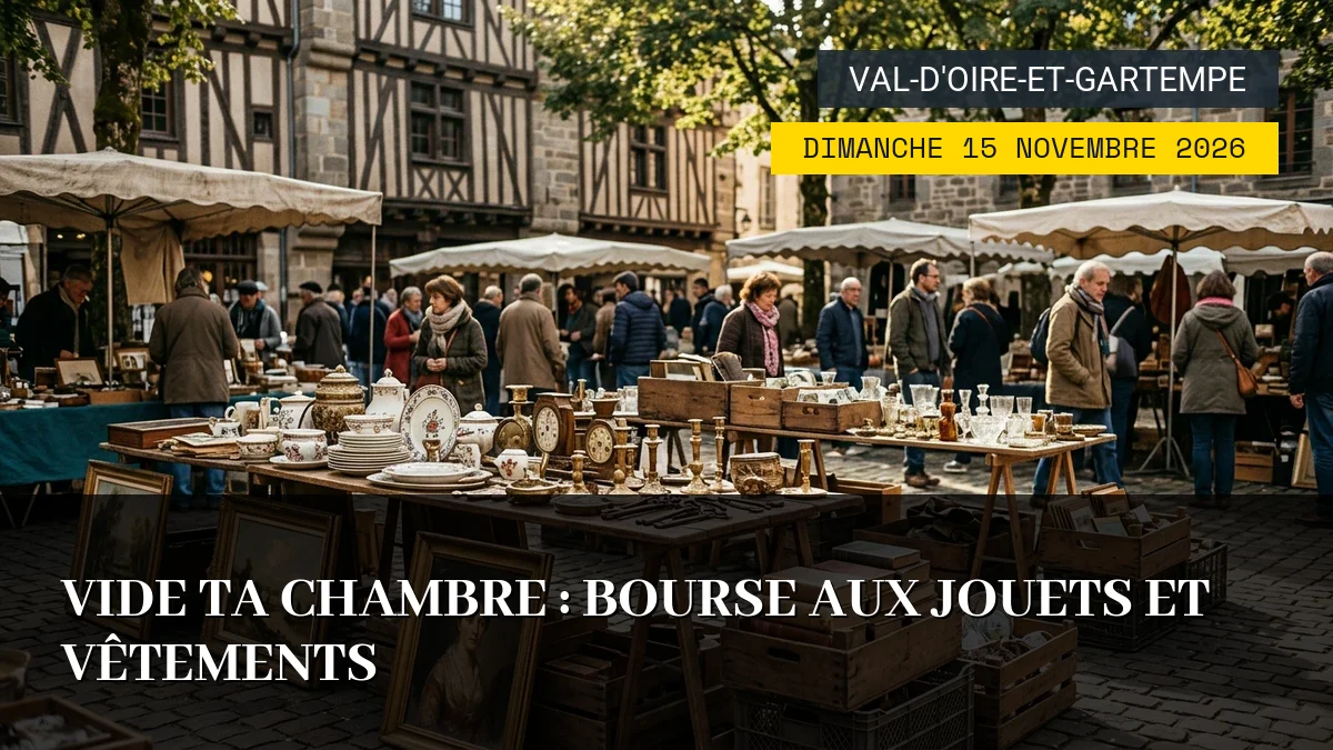 Affiche de l'événement : Vide Ta Chambre : Bourse aux Jouets et Vêtements – Dimanche 15 Novembre 2026