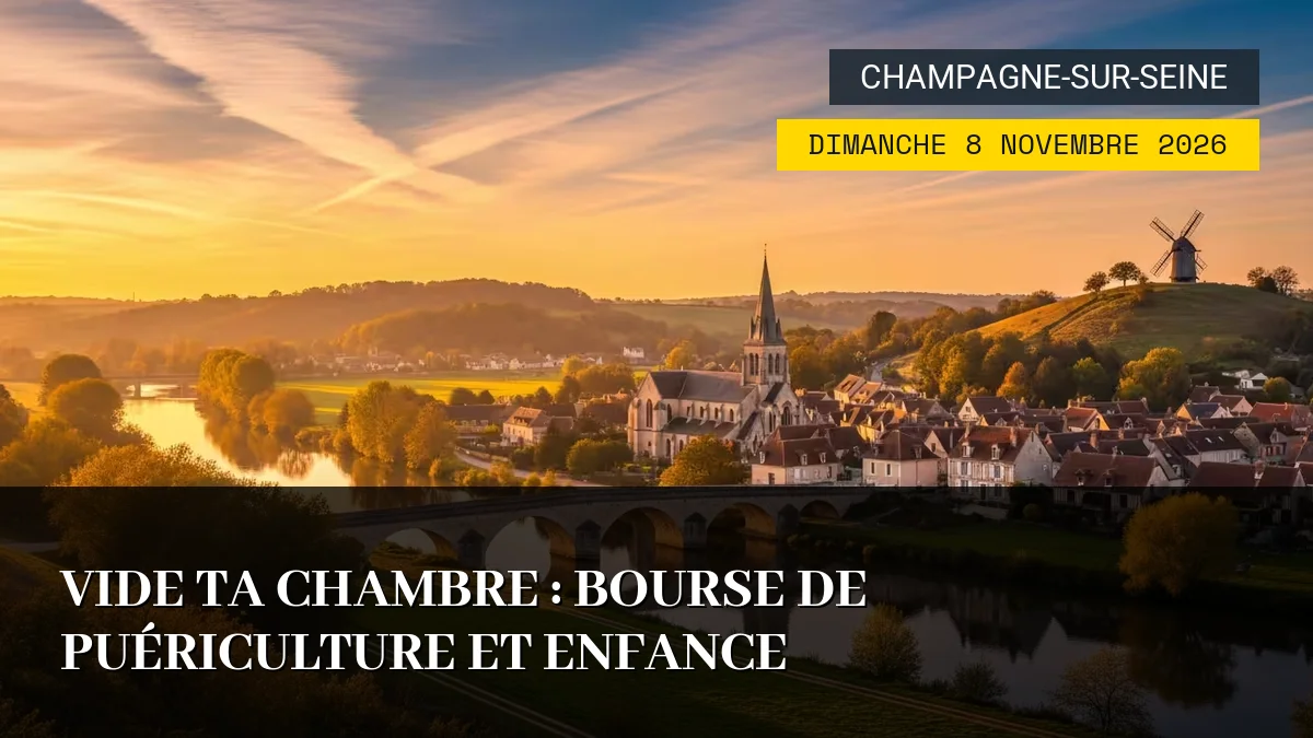 Affiche de l'événement : Vide ta Chambre : Bourse de Puériculture et Enfance – Dimanche 8 Novembre 2026