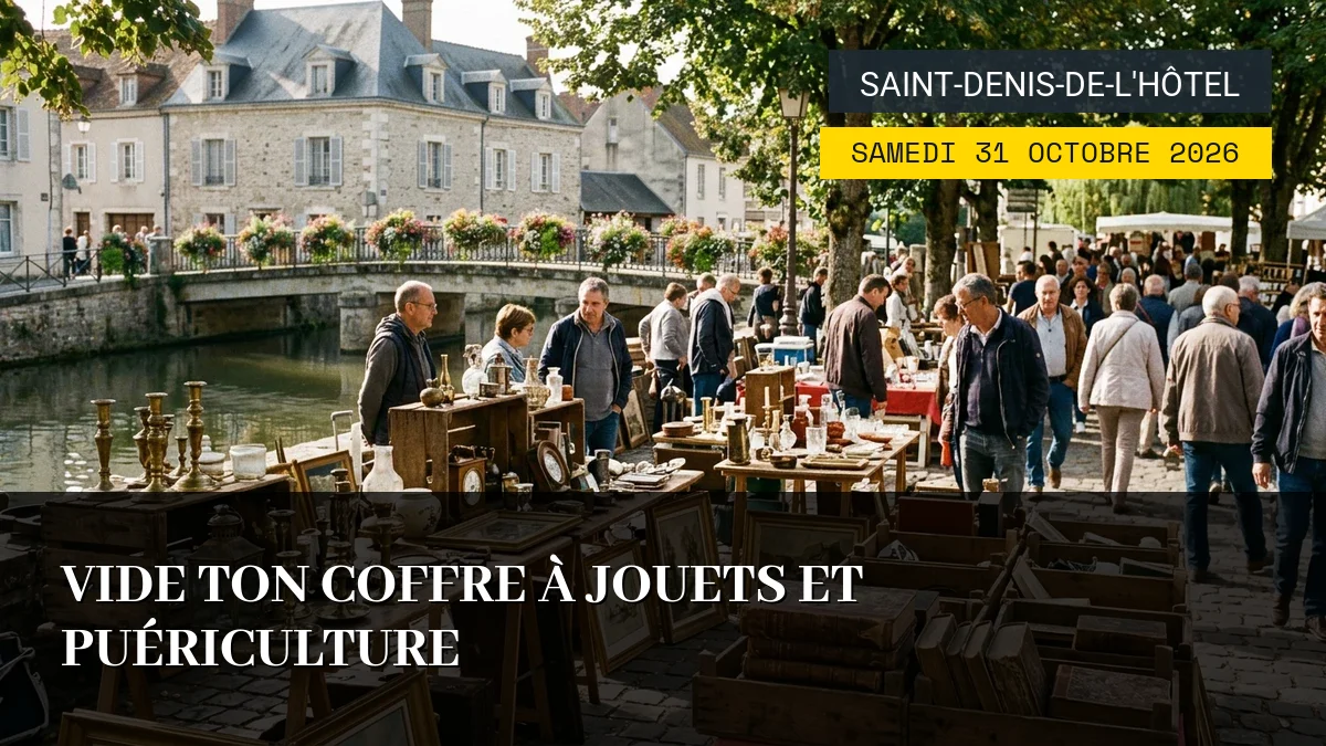 Affiche de l'événement : Vide ton coffre à jouets et puériculture – Samedi 31 Octobre 2026