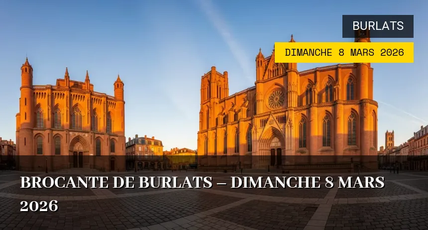 Affiche de l'événement : Brocante de Burlats – Dimanche 8 Mars 2026