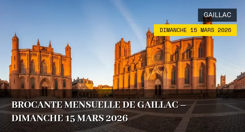 Affiche de l'événement : Brocante mensuelle de Gaillac – Dimanche 15 Mars 2026