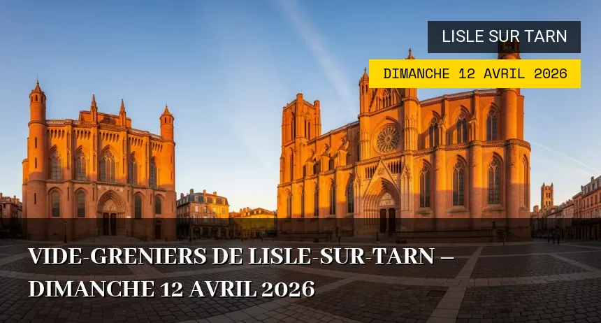 Affiche de l'événement : Vide-greniers de Lisle-sur-Tarn – Dimanche 12 Avril 2026