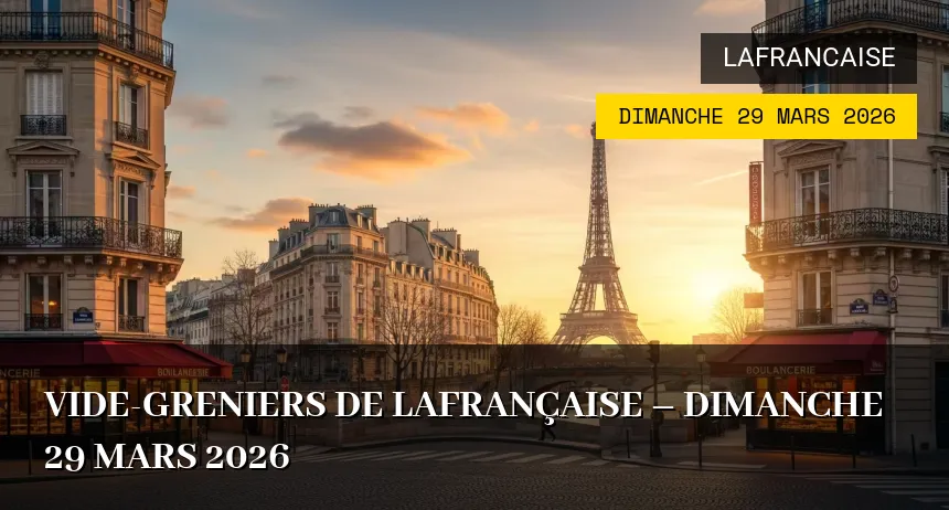 Affiche de l'événement : Vide-greniers de Lafrançaise – Dimanche 29 Mars 2026