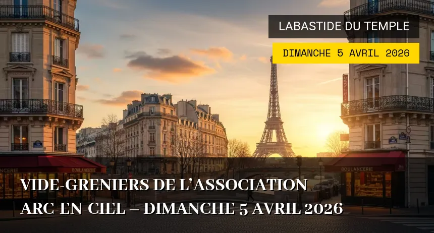 Affiche de l'événement : Vide-greniers de l&rsquo;Association Arc-en-Ciel – Dimanche 5 Avril 2026