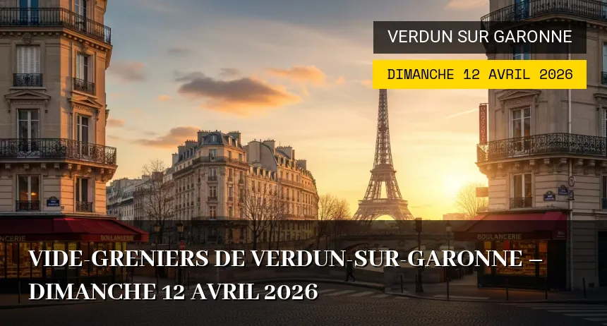 Affiche de l'événement : Vide-greniers de Verdun-sur-Garonne – Dimanche 12 Avril 2026
