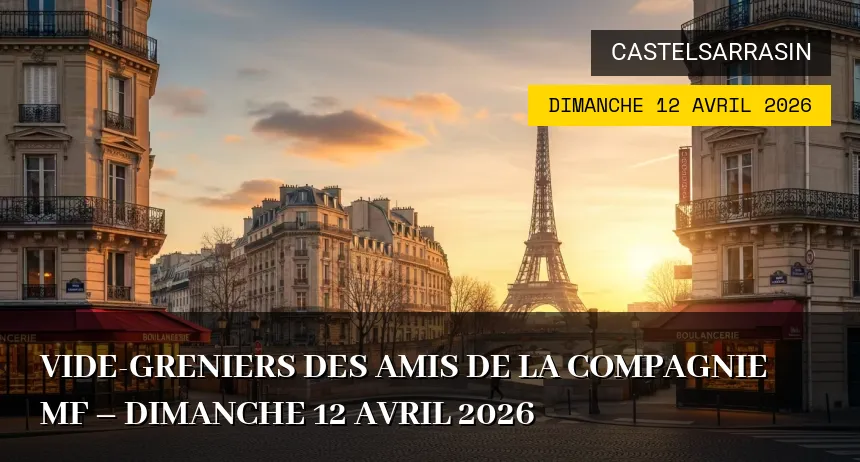 Affiche de l'événement : Vide-greniers des Amis de la Compagnie MF – Dimanche 12 Avril 2026