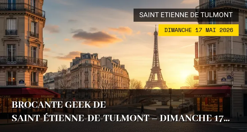 Affiche de l'événement : Brocante Geek de Saint-Étienne-de-Tulmont – Dimanche 17 Mai 2026