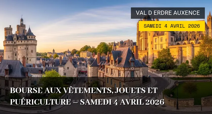 Affiche de l'événement : Bourse aux vêtements, jouets et puériculture – Samedi 4 Avril 2026