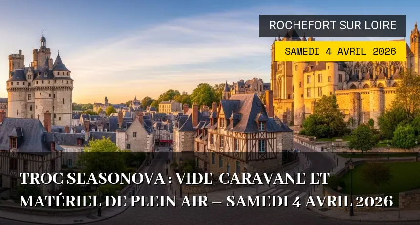 Affiche de l'événement : Troc Seasonova : Vide-caravane et Matériel de Plein Air – Samedi 4 Avril 2026