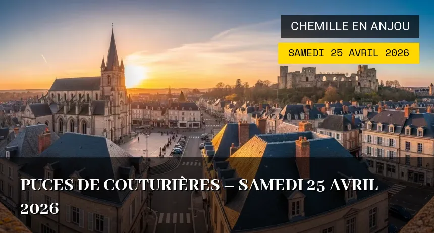 Affiche de l'événement : Puces de Couturières – Samedi 25 Avril 2026