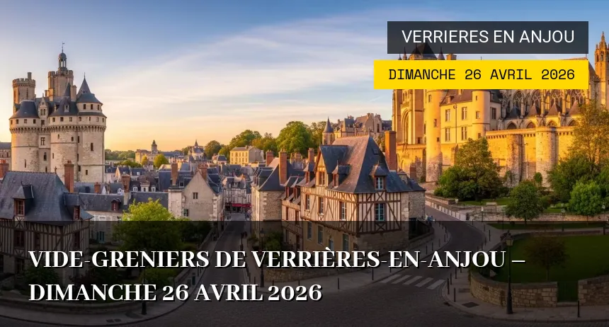 Affiche de l'événement : Vide-greniers de Verrières-en-Anjou – Dimanche 26 Avril 2026